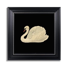 Qizee Vintage Framed Art Swan Wall Art Decorations Vintage Grace Swan Pictures Wall Decor Rustic Bathroom Decor Aesthetic,16x16 inch Black and White Framed Wall Art