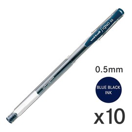 Uni-Ball Signo Standard Snap Cap Gel Ink Ballpoint Pen, 0.5mm Fine Point, Blue Black Ink, UM100.64, Pack of 10