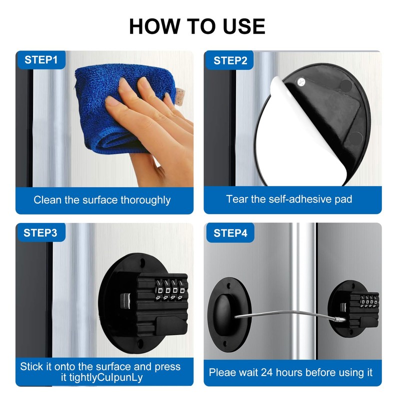 Refrigerator Lock with Combination, Keyless Security Lock for Freezers, Cabinets,