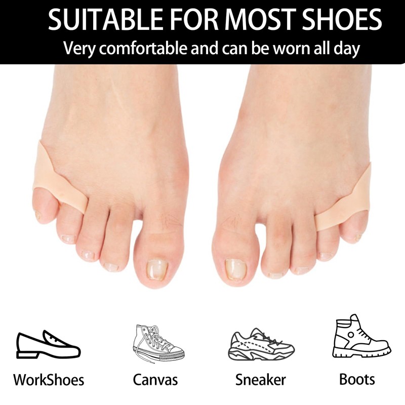 ZYFC 4 Pack Gel Pinky Toe Separators, Double Hole Toe
