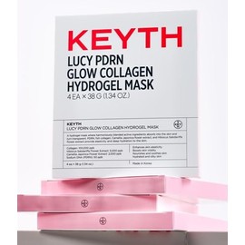 KEYTH LUCY PDRN GLOW COLLAGEN HYDROGEL MASK 4EA X 38G (1.34 OZ.) / Skin Elasticity Enhancement, Vitality Boosting, Nourishment & Soothing, Deep Hydration