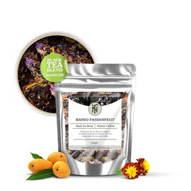 Nelson's Tea Mango Passionfruit - Caffeine Free Herbal Black Loose Leaf Tea - Irresistable Blend of Black Tea, Dried Mango, Cornflowers, Marigold Petals, and Safflower - Fruit Tea Loose Leaf (Sample)