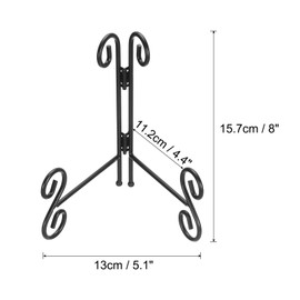 sourcing map 6 Inch Plate Stand for Display, Iron Decorative Plate Holders Folding Display Stand Easel for Books, Platter, Photo Picture Frame, Tabletop Art, Black