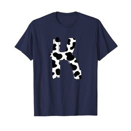 Creative Bold Marker Letter K - Cow Pattern Design T-Shirt
