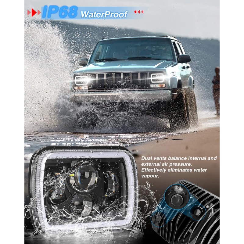 BraveWAY 7x6 Led Headlights Square Lights 5x7 Inch High/Low Beam