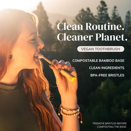 MABLE Two Pack Bamboo Toothbrush for Adult | Charcoal Infused Soft Bristles Toothbrushes | Natural Wood, Eco-Friendly, BPA Free, Compostable Tooth Brush Handle