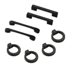 8 Pcs Cabinet Handles, 3 Styles Matte Black Drawer Pulls for Furniture, Metal Cabinet Hardware Pulls with Screws Black Cabinet Handles Alloy Cabinet Handle for Kitchen Bathroom Bedroom