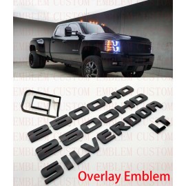 Unbranded Matte BLACK 3500HD SILVERADO DOOR Tailgate LT EMBLEM NAMEPLATE Overlay 2007-2019