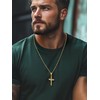 FaithHeart Gold Cross Necklace for Men, Stainless Steel Cross Chain