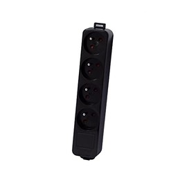 4 x 16 Amp Power Strip Without Cable - Black