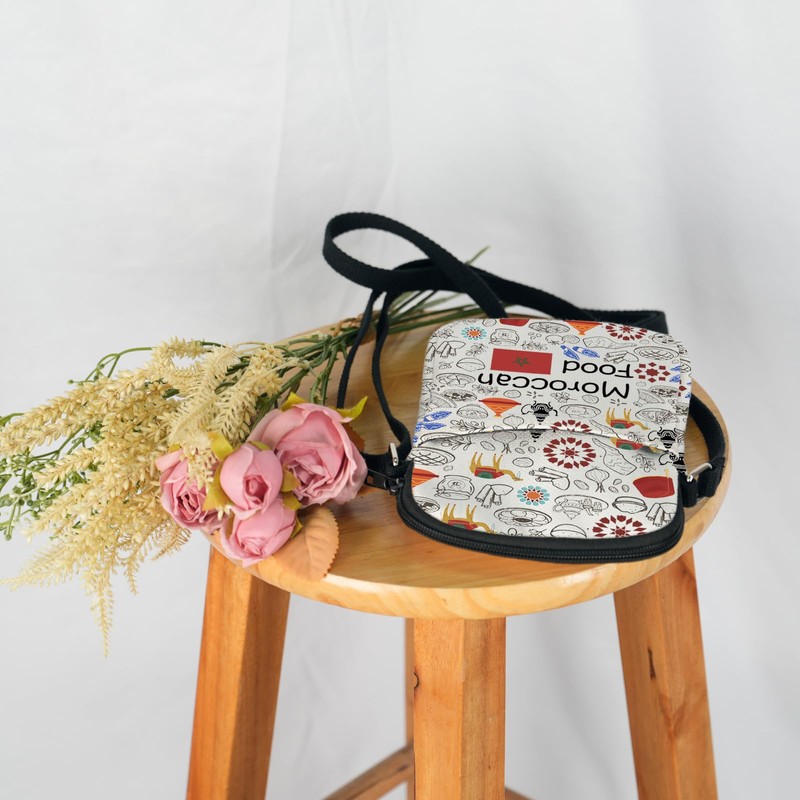 VAMSII Morocco Souvenir Moroccan Food Crossbody Bag Moroccan Landmarks Themed