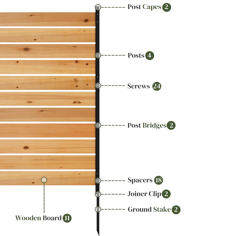 No Dig Wood Privacy Screen Fence Panel, 61" H x