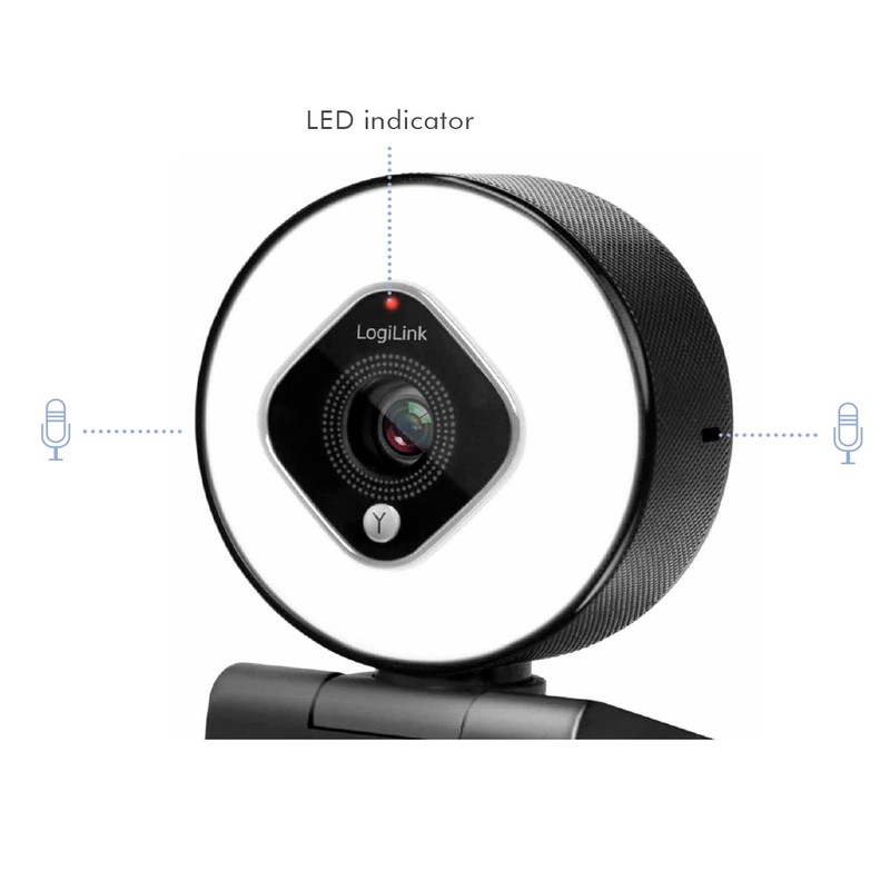 LogiLink UA0384 Full HD USB Webcam 76° Dual Microphone Auto