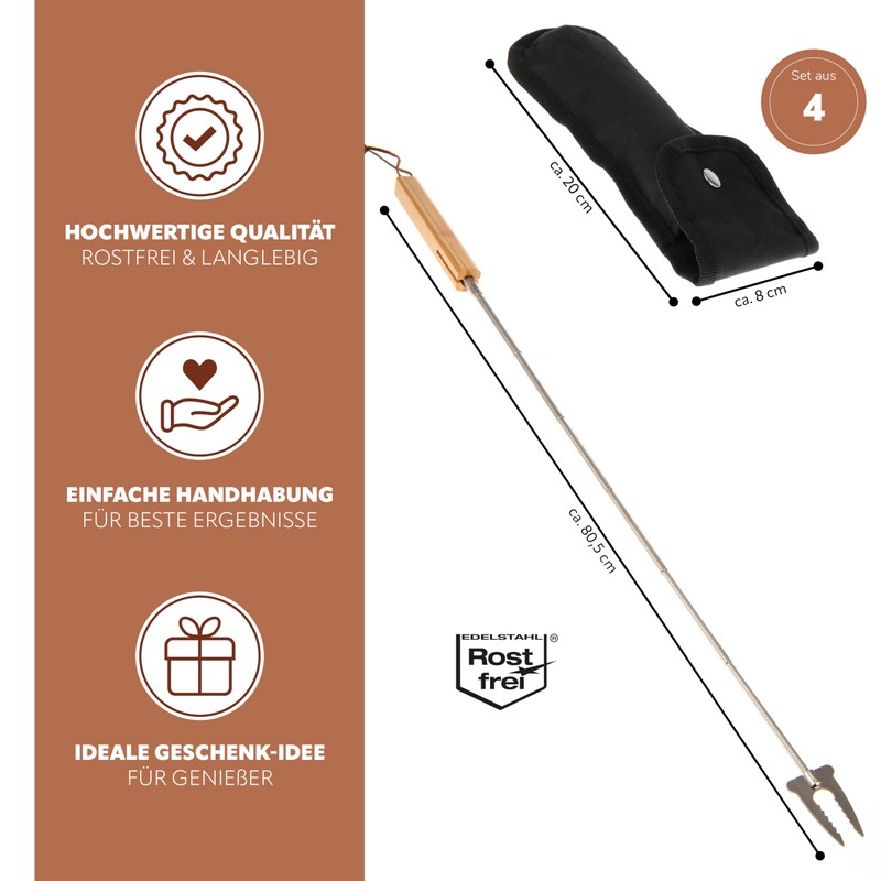 bremermann Telescopic Barbecue Forks Set of 2 Including Bag Stainless