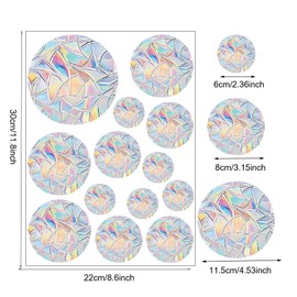 Mivanta Pack of 13 Anti-Collision Stickers for Window Birds, Round Stickers to Prevent Window Strikes for Birds, Colourful Prism Window Stickers for Protecting Birds from Glass