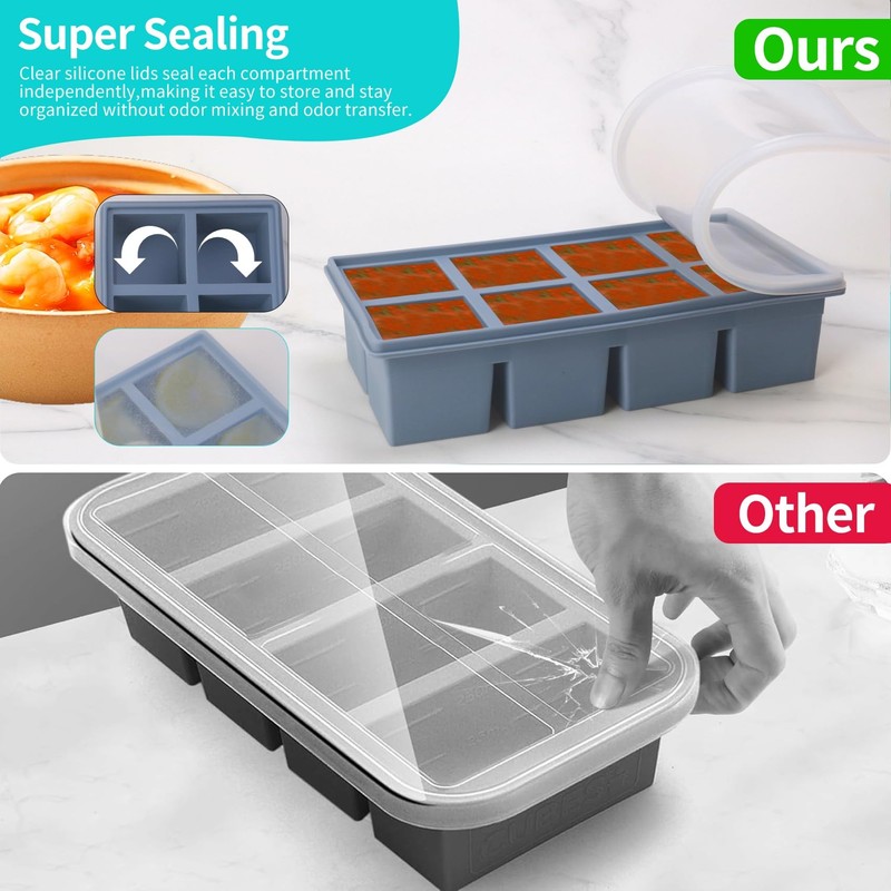 1/2 Cup Silicone Freezer Tray With Lid - Silicone Freezer