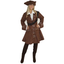MAYLYNN 16536-L Pirate Costume Women's Pirate Costume Brown Jacket and Hat Size: L