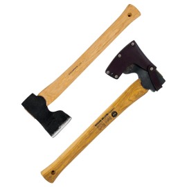 Condor Tool & Knife Woodworker Axe 1.5 Lb W/Leather Sheath - 1060 High-Carbon Steel Camping Axe with American Hickory Handle - Perfect for Camping, Survival, Firewood Splitting & Outdoor Crafting