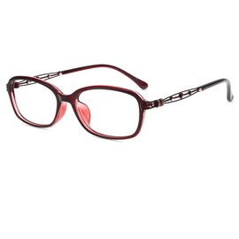 Firmoo Blue Light Filter Glasses Women Men Rectangular Frame Retro Hollow Design Anti Blue Light Anti-Reflective Nerd Glasses, Burgundy red