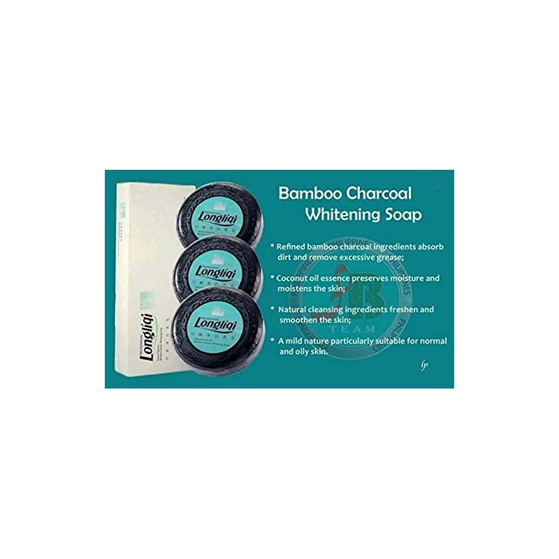 Longrich Bamboo Charcoal Soap, Black Soap,Brightening Soap for Fighting Pimples,