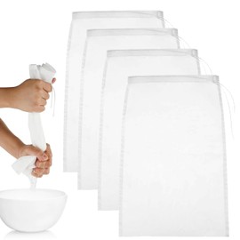 4 PCS Reusable Straining Bags – 20x30cm Cheesecloth for Straining, Nut Milk, Juice, Yogurt, Herbal Infusions – Washable Mesh Filter Bags for Kitchen & Home Brewing – Fine Mesh Nylon, Eco-Friendly