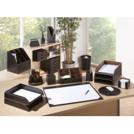 Osco 29cm Faux Leather Waste Bin - Brown