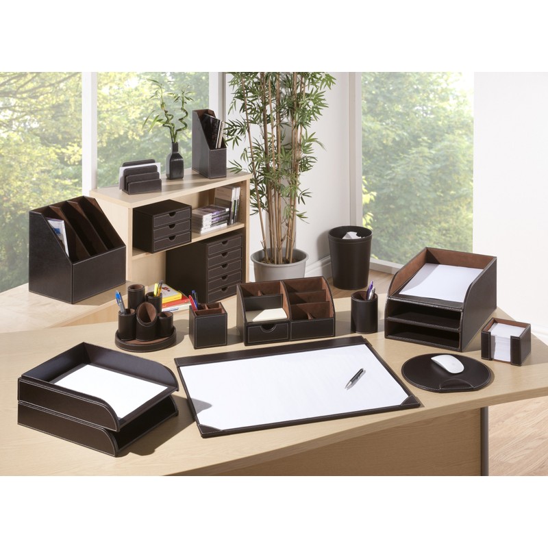 Osco 29cm Faux Leather Waste Bin - Brown