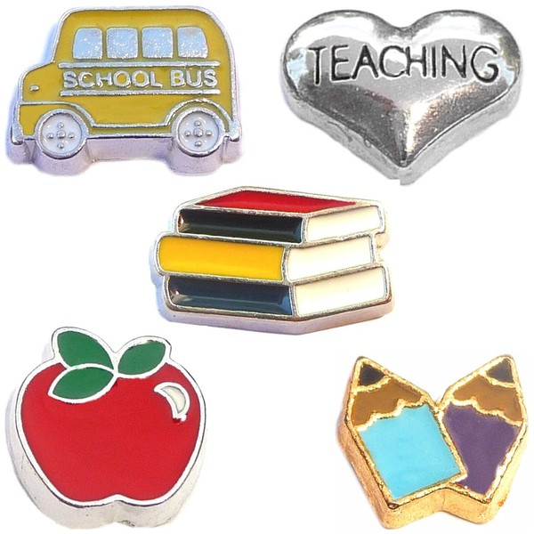 Back to School Charm Set for Floating Lockets Jewelry