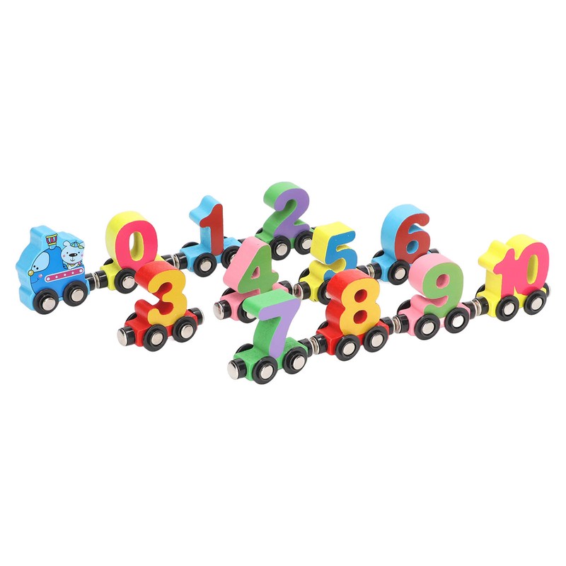 12pcs Wooden Magnetic Digital Train Cute Fun Early Education Trackless