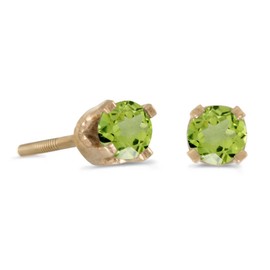14k Yellow Gold Round Peridot Screw-back Stud Earrings