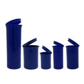 SqueezeTops® BLUE Solid Opaque DRAM 5 PACK 1 ea SZ Squeeze Pop Top Bottle Container Made USA