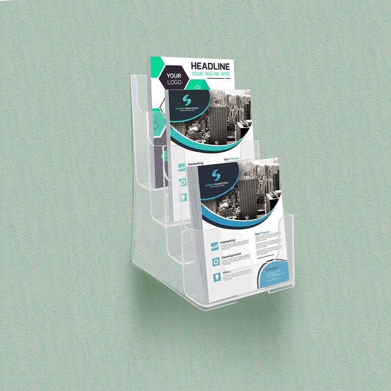 BELLE VOUS Multi-Tier Acrylic Literature Holder - 4 x A5