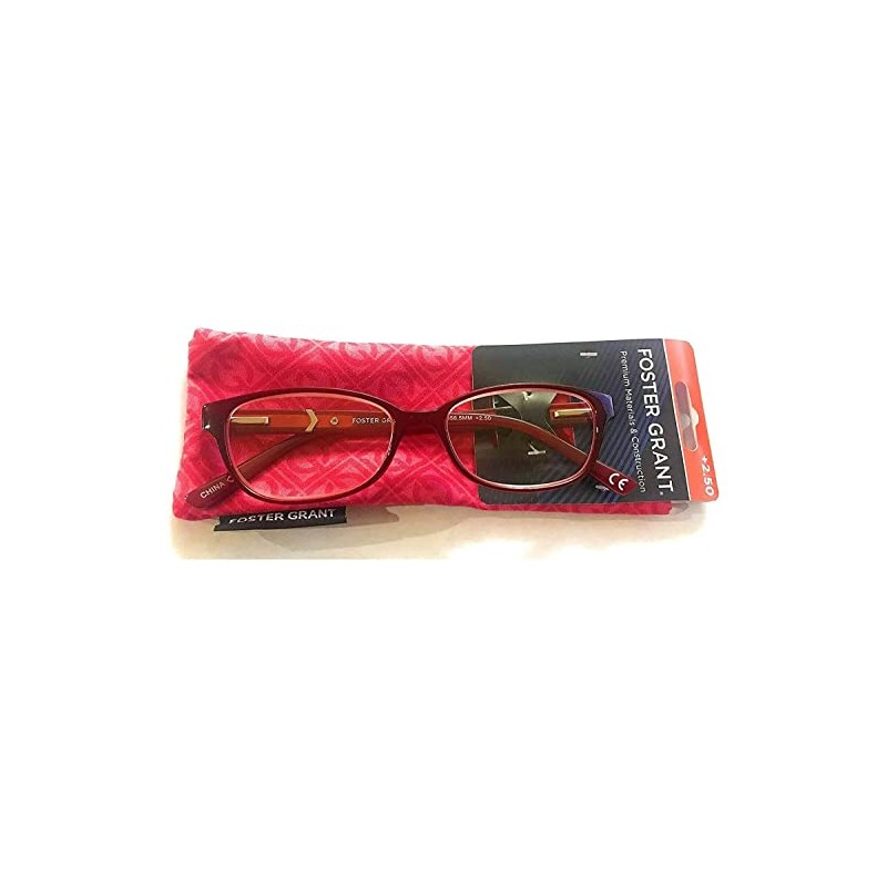 Foster Grant Wine Evalina Women's Reading Glasses with Case (Wine,