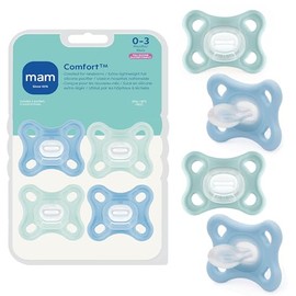 MAM Comfort - Chupetes para bebé, ligeros de silicona completa de una pieza para recién nacidos de 0 a 3 meses, pezón sin BPA, chupete fácil de limpiar, lo mejor para bebés amamantados, con estuche