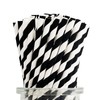 Black Striped Paper Straws, Pack of 100 Disposable Black &