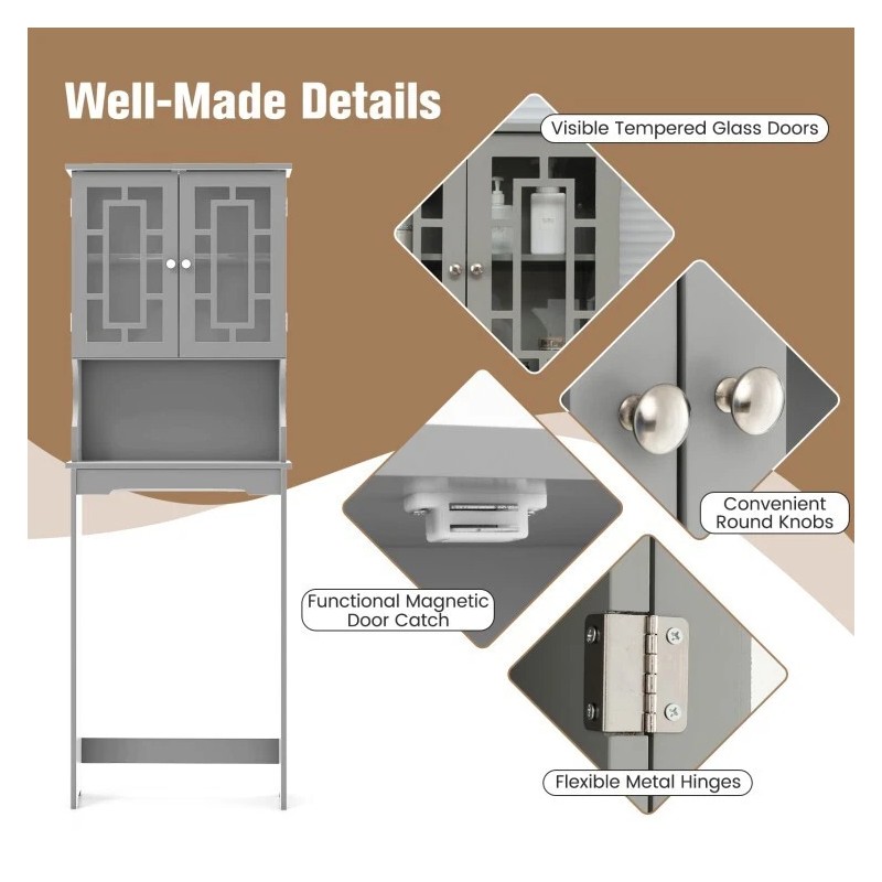 Costway Bathroom Over The Toilet Space Saver 2 Tier Storage