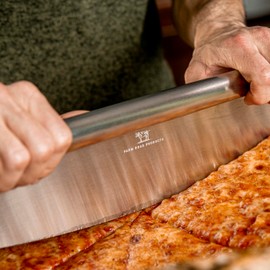 Farm Road Products Stainless Steel Rocker Pizza Cutter – Heavy-Duty 14-Inch Blade – Professional Pizza, Dough, Bread, and Herb Slicer – Ergonomic Handle – Dishwasher Safe
