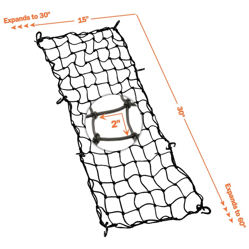 ZUOZE Small Cargo Net 30"x15" Stretches to 60"x30" with Thicken