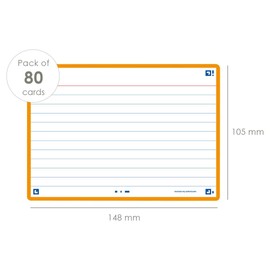 Flash Cards, Ruled with Orange Frame, A6, Pack of 80