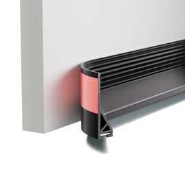 2 Pack Door Sweep for Bottom of Door with Brush,39" Silicone Under Door Draft Stopper Reduce Noise,Adhesive Door Gap Filler Bottom for Exterior & Interior Doors Blocker Dust Cold Air,Black