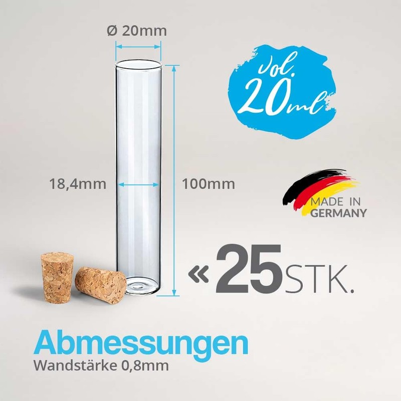 Tuuters Set of 25 Test Tubes with Corks, Test Tubes