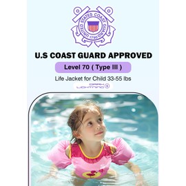 Dark Lightning Dark Lightning USCG Coast Guard Approved Toddler Swim Vest for Age 2/3/4/5/6/7 Years Old, Kids Life Jackets with Arm Floaties 30-50 Pounds,Baby Water Wings in Sea/Pool/Puddle