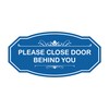 Victorian Please Close Door Behind You Sign (Blue) - Small