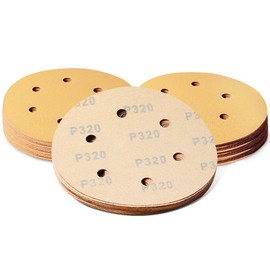 SPEEDWOX 50 Pcs Sanding Discs 6 Inches 320 Grit 6 Hole Hook and Loop Sandpaper Dustless Fit for Random Orbital Sander Yellow Finishing Discs for Automotive Woodworking