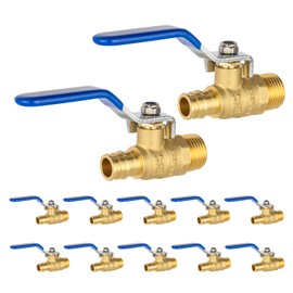 (Pack of 10) EFIELD Cold Expansion Pex-A 1/2-inch X 1/2 Inch NPT Male Brass Full Port Shut-off Ball Valve for Pex-A Pipe Connection, ASTM F1960, Blue Level, cUPC Certified
