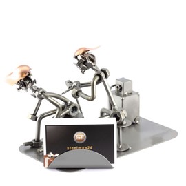 Steelman24 I Nuts and bolts sculpture Tattoist With Business Card Holder With Personal Engraving I Handmade metal ornaments I