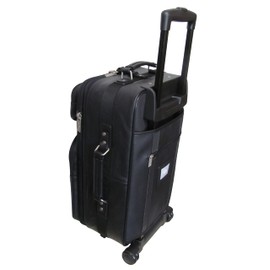 Amerileather Black Leather 26" Suitcase with Wheels (#89-0)