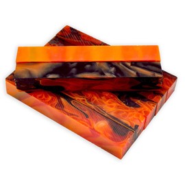 Legacy Woodturning, Acrylic Pen Blank, Blood Orange with Black and Orange Lines, 5" x 3/4" x 3/4", 7 Pack