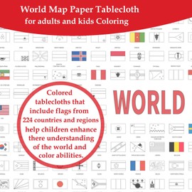 National Flag Colouring Tablecloth Painting Paper Various Countries Flags State Flag Paper Tablecloth for Colouring Education Painting Poster Colouring Blanket Paper Tablecloth for Children and Adults