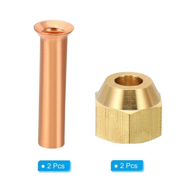 PATIKIL 1/4" (6.35mm) ID Copper Tube Flare Fitting with Nuts,